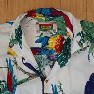Banana Jack Tropical Parrot Palms Summer Beach Camp Shirt Men's 2XL